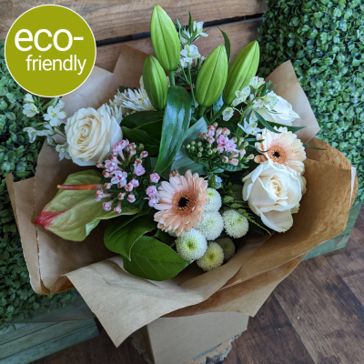 Eco-Neutral Gift Box: Neutral, fresh, and beautiful flowers delivered - Eco-Neutral Gift Box: A unique and eco-friendly way to send flowers. Our expert florists will create a neutral bouquet using the freshest blooms of the day. Delivered locally.