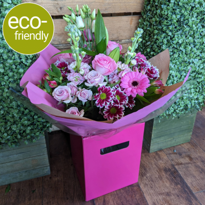 Pink Passion - Eco-friendly flowers - This stunning collection of pink flowers beautifully arranged and hand-tied makes the perfect gift. Delivery in Darlington or Click and Collect from Cockerton