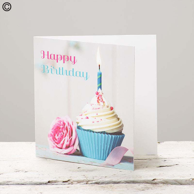 Greetings Card, Happy Birthday Cupcake. Add-on item, florist Cockerton - The card is 1Greetings Card, Happy Birthday Cupcake This birthday card features a lovely cupcake design and will be placed in an envelope, florist Darlington, Cockerton