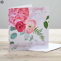 Greetings Card, Happy Birthday Floral Design, Darlington florist - This birthday card features a lovely floral design and will be placed in an envelope to go with your gift. Darlington florist, Cockerton, add-on product, finishing touches