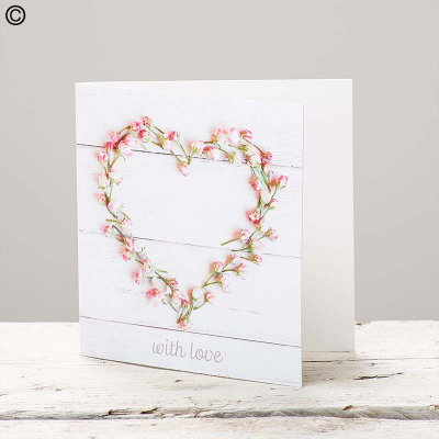 Greetings Card, With Love, florist Darlington, Cockerton - This 'with love' card features a lovely heart shaped selection of red roses design and will be placed in an envelope to go with your gift. Add-on product, finishing touch, florist