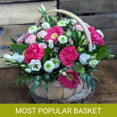 Bonny Basket Arrangement: Local Florist, Any Occasion, Darlington - Order a unique, bright, and bonny basket arrangement filled with the freshest blooms, direct from our florist in Cockerton. Same day delivery or Click & Collect available.