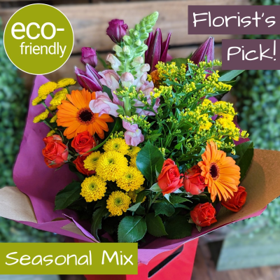 Eco-Vibrant Gift Box: Vibrant, fresh, and beautiful flowers, delivered - Florist Choice Eco-Vibrant Gift Box: A unique and eco-friendly way to send flowers. Our expert florists will create a vibrant bouquet using the freshest blooms of the day!