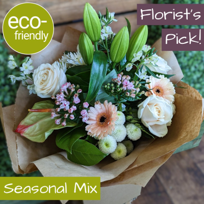 Eco-Neutral Gift Box: Neutral, fresh, and beautiful flowers delivered - Eco-Neutral Gift Box: A unique and eco-friendly way to send flowers. Our expert florists will create a neutral bouquet using the freshest blooms of the day. Delivered locally.