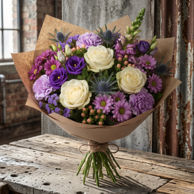 Cool Breeze - This classical stylish collection of flowers make this hand tied the perfect gift. Professionally arranged and delivered by a local florist. Flowers available for same day delivery when ordered before 2pm.