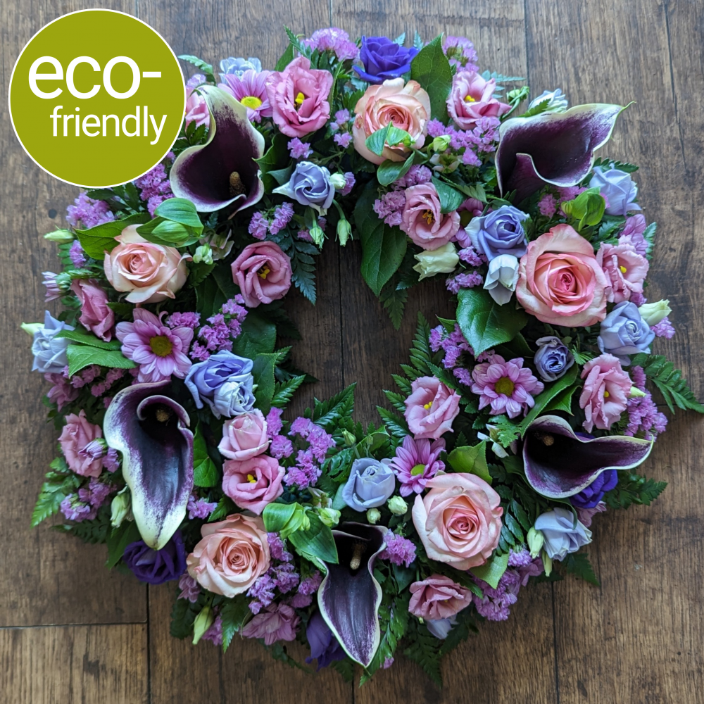 Eco-Funeral Wreath, Pink & Purple