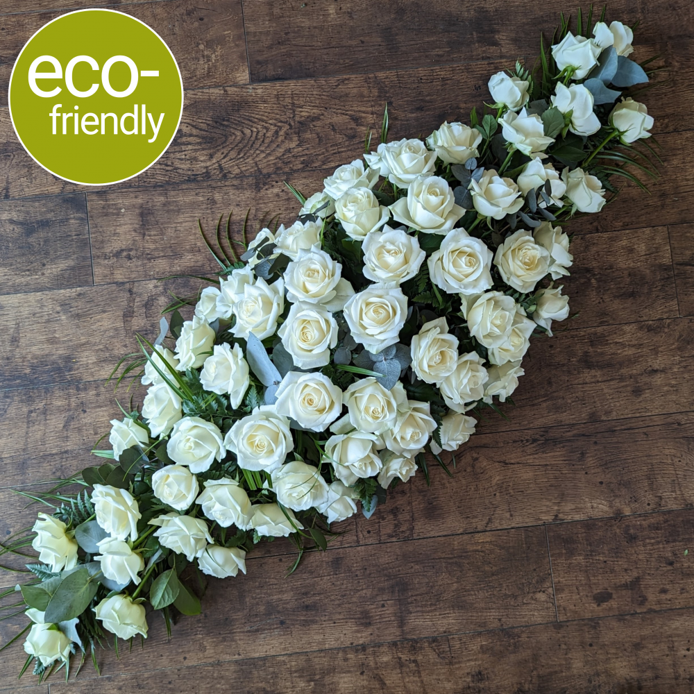 Eco-Double Ended Cream Rose Coffin Spray