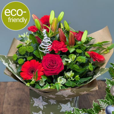 Fairytale of New York: Handcrafted Christmas Bouquet | Darlington - Embrace the Fairytale of New York: Handcrafted Christmas bouquet, eco-friendly packaging, same-day delivery or Click & Collect available in Darlington