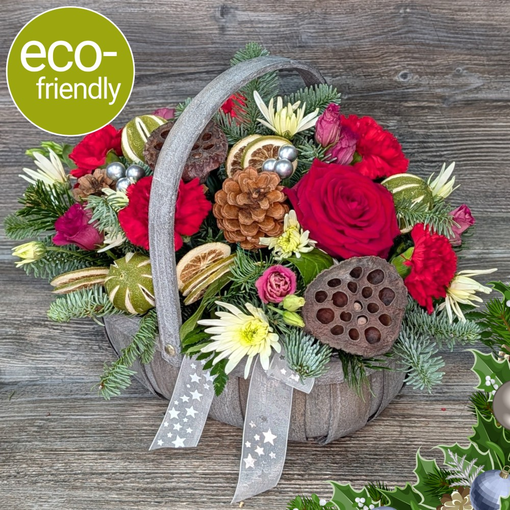 Eco-Festive Rustic Trug Basket