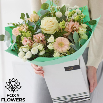 Luxurious Neutral Hand-Tied Bouquet | Foxy Flowers - Make a spectacular statement with our Luxurious Neutral Hand-Tied Bouquet. An opulent arrangement of pristine whites hand-crafted in Darlington.