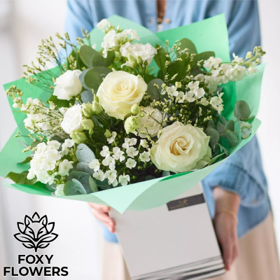 Extra Lux Neutral Hand-Tied Bouquet | Foxy Flowers - Go all out with our Extra Luxurious Neutral Hand-Tied Bouquet. An extraordinary, breathtaking arrangement of elegant whites hand-crafted in Darlington.